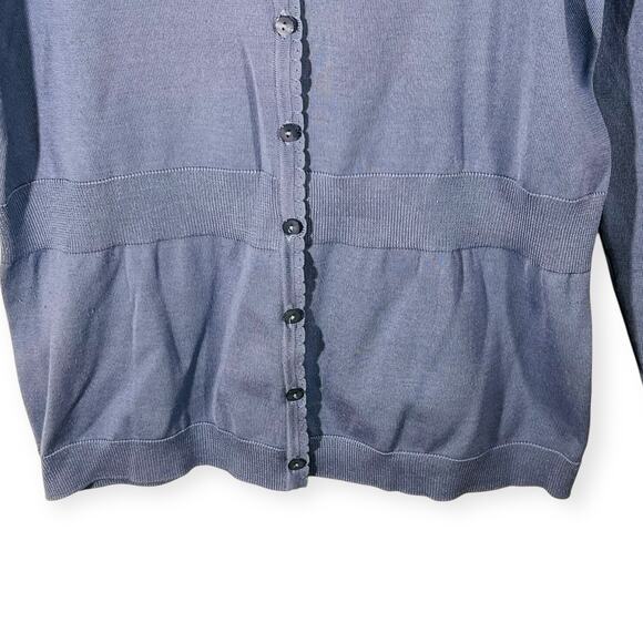 Pendleton Silk Cotton Sweater Cardigan Purple Blue V Neck Fine Knit Petite M - Picture 6 of 11